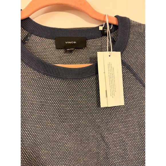 NEW WITH TAGS VINCE MENS BLUE/WHITE SWEATER XXL $295 CASHMERE BLEND NWT - Picture 2 of 6